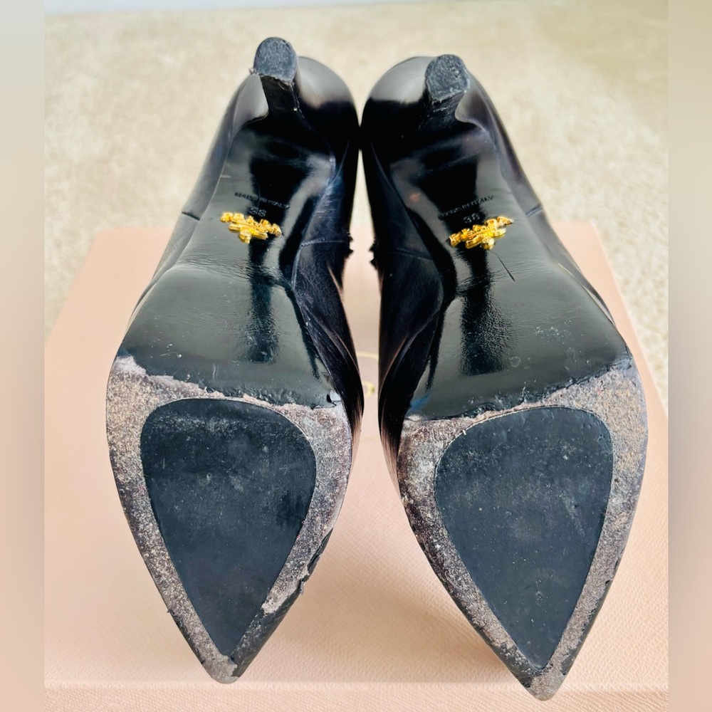 Prada Black Leather Platform Boots - Picture 4 of 6